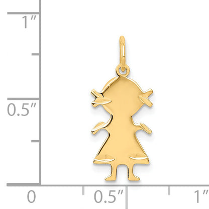14k Yellow Gold 14k .011 Depth Engravable Girl Charm