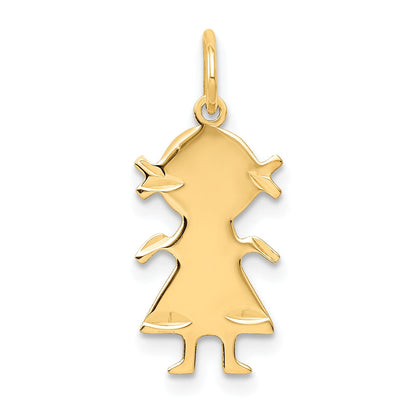 14k Yellow Gold 14k .011 Depth Engravable Girl Charm