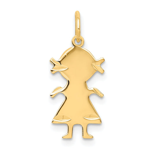 14k Yellow Gold 14k .011 Depth Engravable Girl Charm