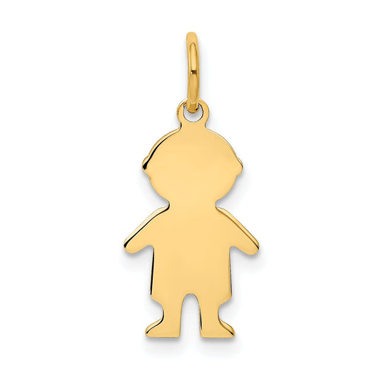 14k Yellow Gold 14k .018 Depth Engravable Boy Charm