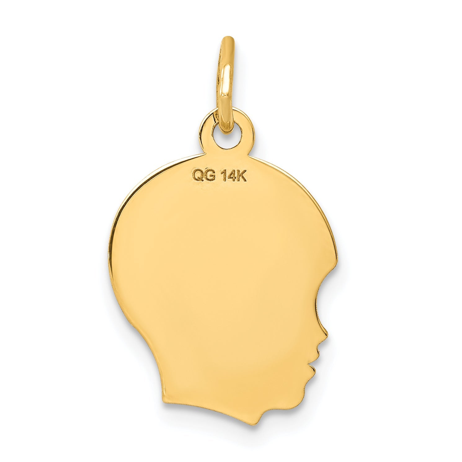 14k Yellow Gold 14k .013 Depth Engravable Boy Head Charm