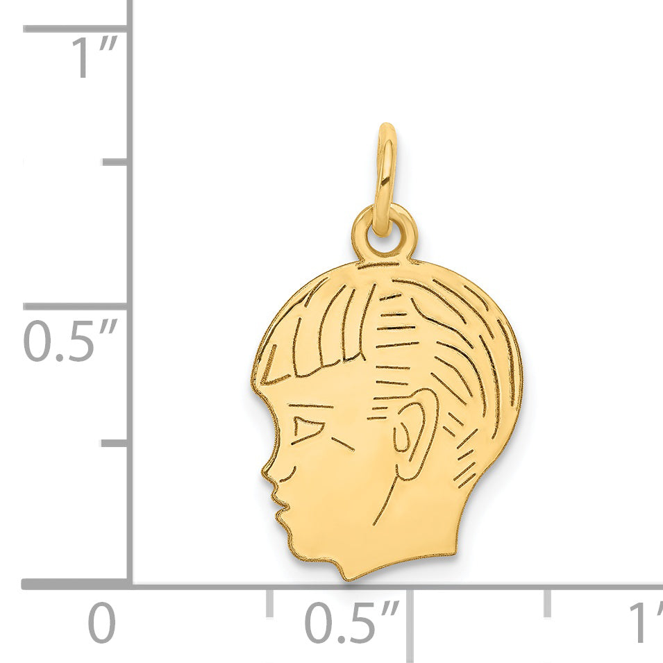 14k Yellow Gold 14k .013 Depth Engravable Boy Head Charm