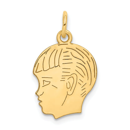 14k Yellow Gold 14k .011 Depth Engravable Boy Head Charm