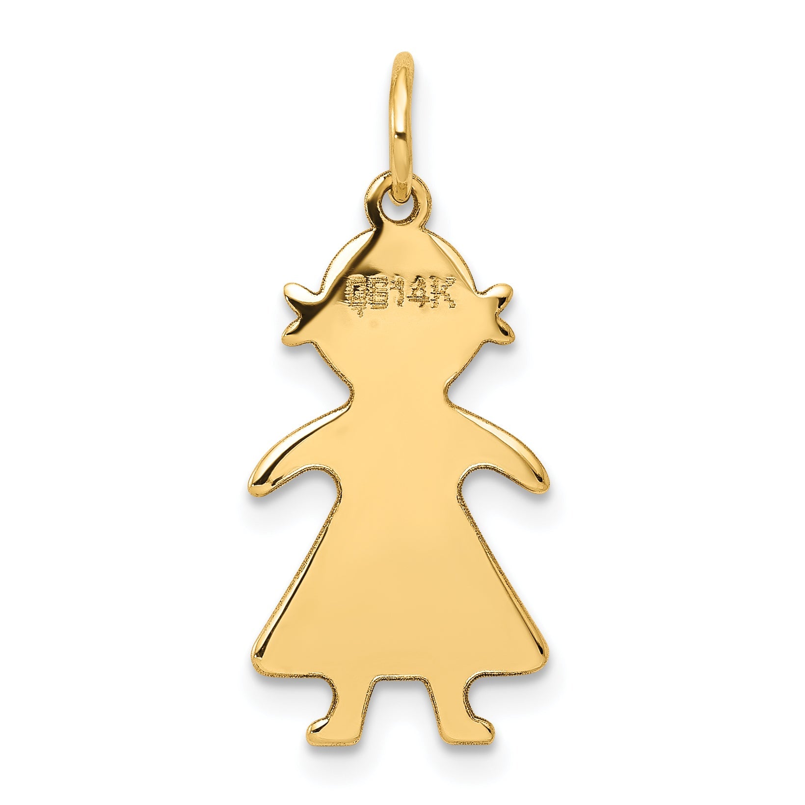 14k Yellow Gold 14k .018 Depth Engravable Girl Charm