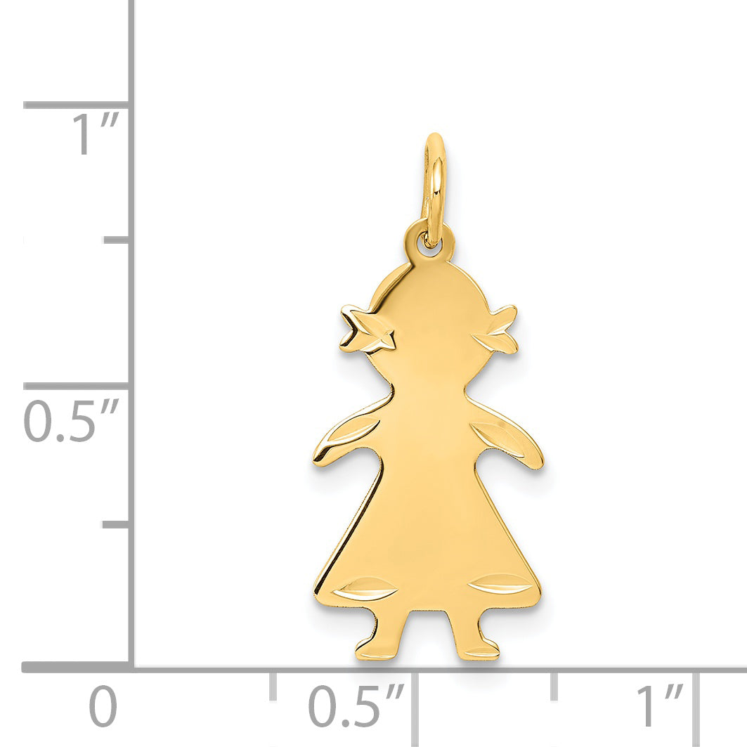 14k Yellow Gold 14k .018 Depth Engravable Girl Charm