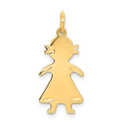 14k Yellow Gold 14k .011 Depth Engravable Girl Charm