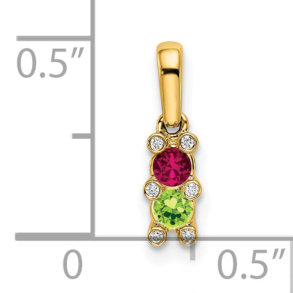 14k Yellow Gold 14KY Family Jewelry Diamond Semi-Set Pendant