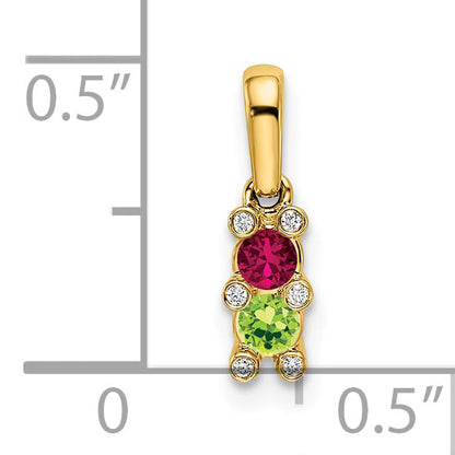 14k Yellow Gold 14KY Family Jewelry Diamond Semi-Set Pendant