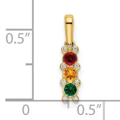 14k Yellow Gold 14K Family Jewelry Diamond Semi-Set Pendant