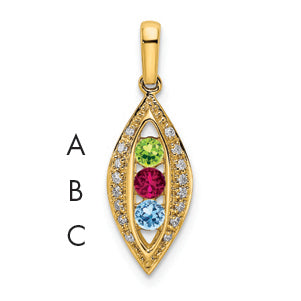 14k Yellow Gold 14K Family Jewelry Diamond Semi-Set Pendant