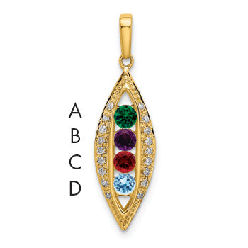 14k Yellow Gold 14K Family Jewelry Diamond Semi-Set Pendant