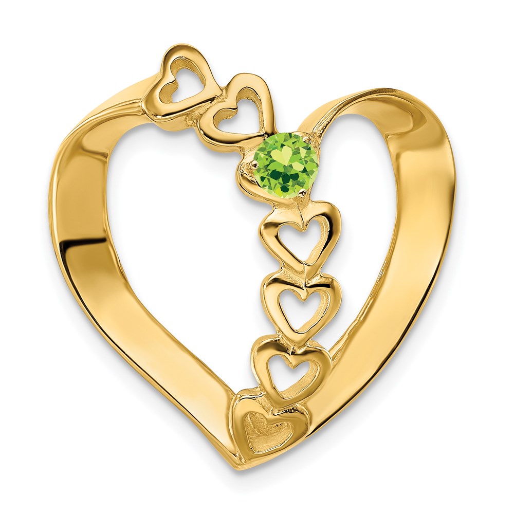 14K Yellow Gold Synthetic Diamond Family Heart Slide