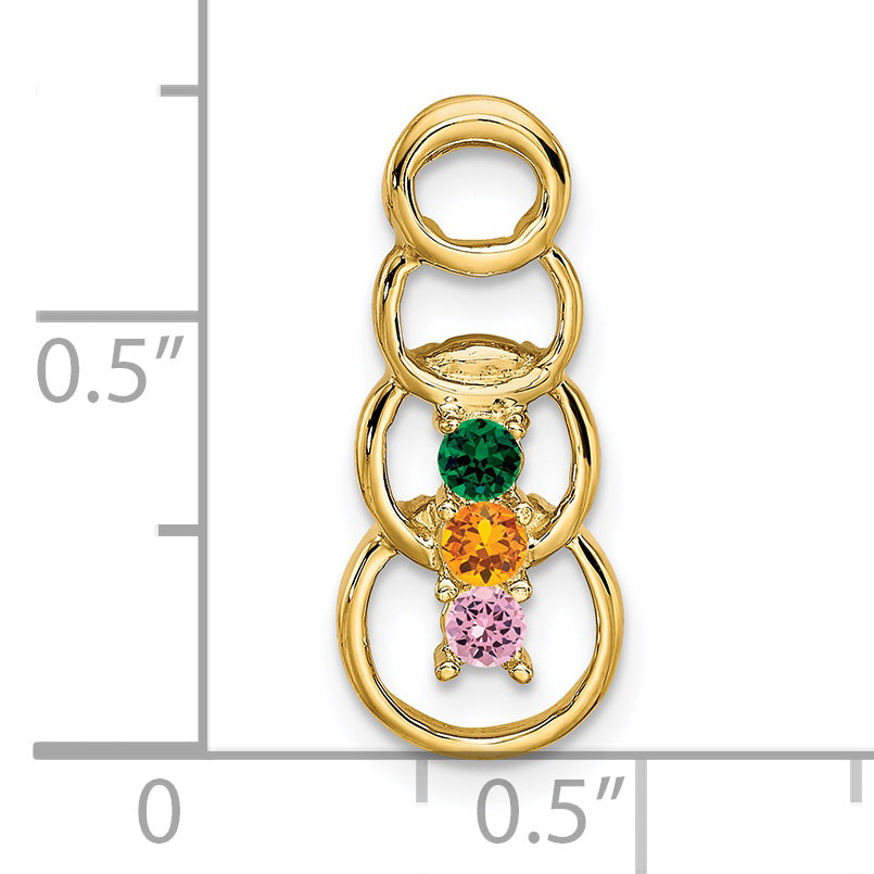 14k Yellow Gold 14k 3 Synthetic Stone Family Pendant