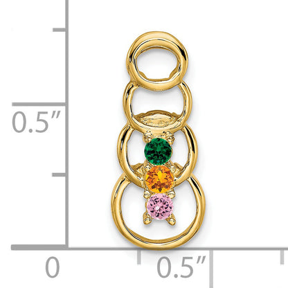 14k Yellow Gold 14k 3 Synthetic Stone Family Pendant