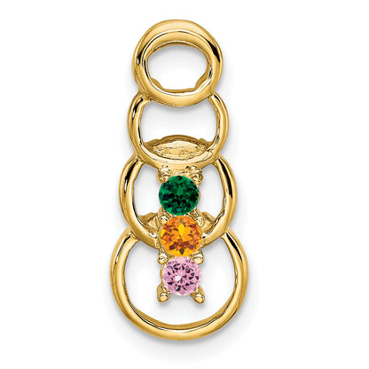 14k Yellow Gold 14k 3 Synthetic Stone Family Pendant