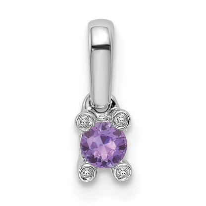 14k White Gold 14K White Gold Family Jewelry Genuine Stone & Diamond Set Pendant