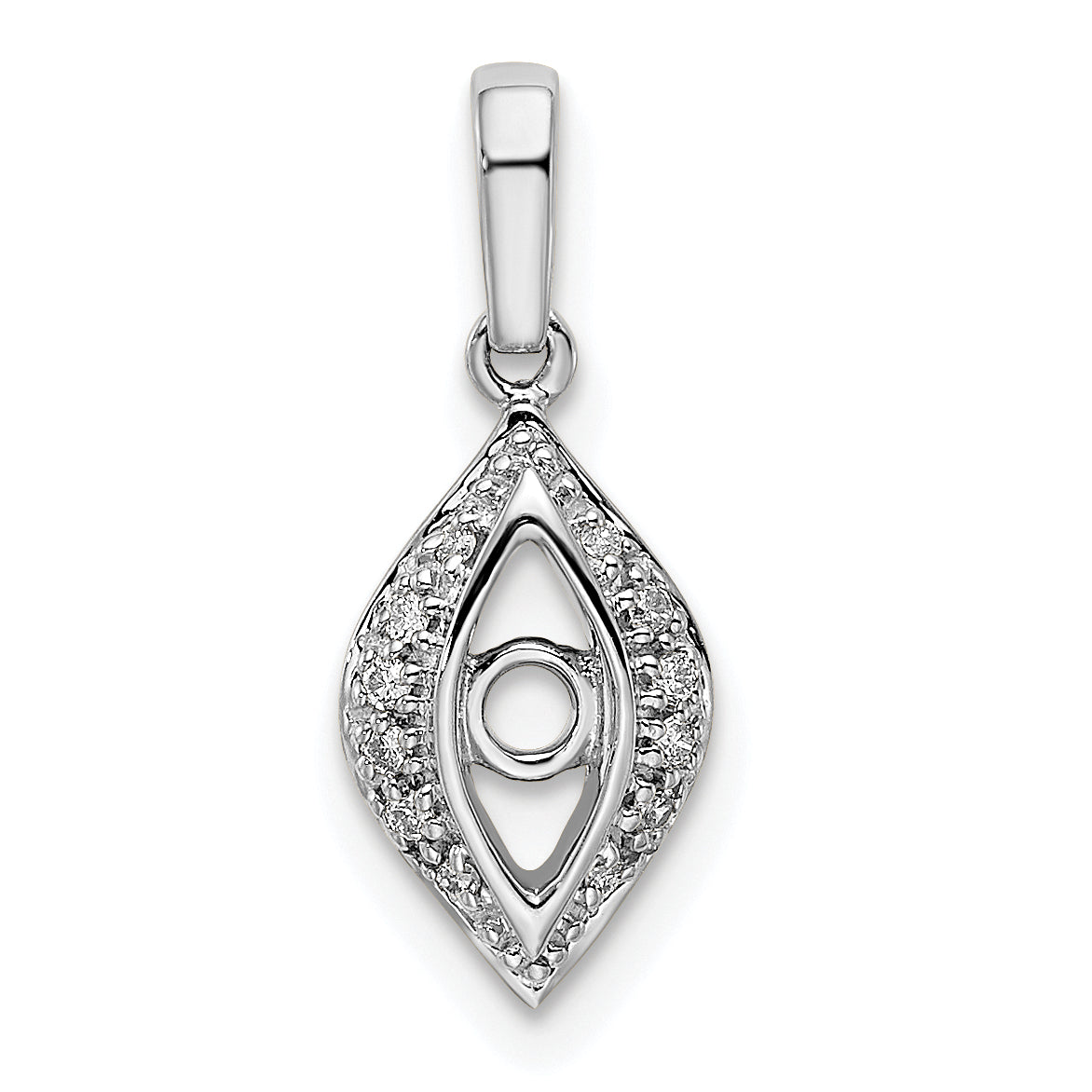 14k White Gold 14K White Gold Family Jewelry Diamond Semi-Set Pendant