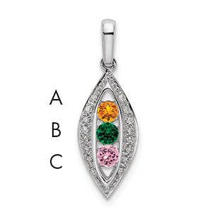 14k White Gold 14K White Gold Family Jewelry Diamond Semi-Set Pendant