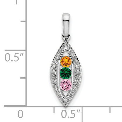 14k White Gold 14K White Gold Family Jewelry Diamond Semi-Set Pendant