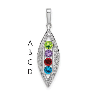 14k White Gold 14K White Gold Family Jewelry Diamond Semi-Set Pendant