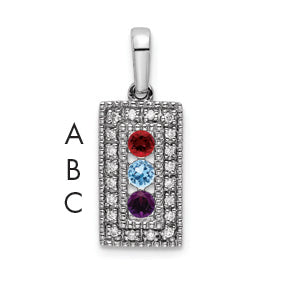 14k White Gold 14K White Gold Family Jewelry Diamond Semi-Set Pendant