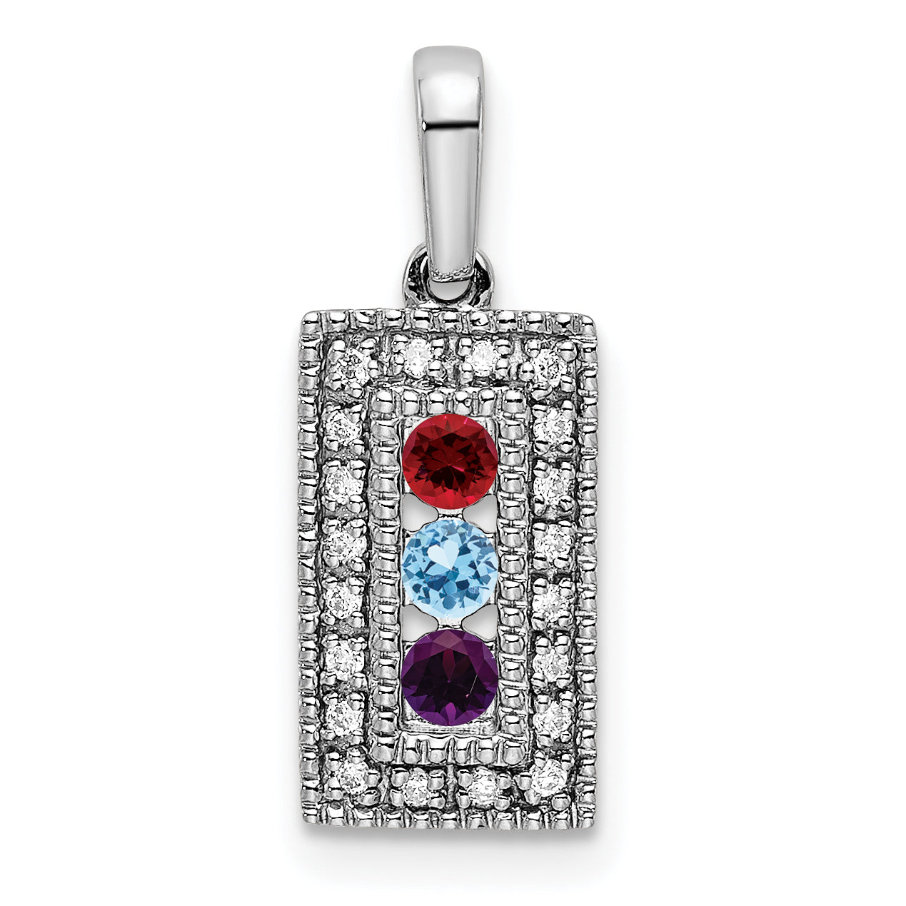 14k White Gold 14K White Gold Family Jewelry Diamond Semi-Set Pendant