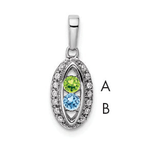 14k White Gold 14K White Gold Family Jewelry Diamond Semi-Set Pendant