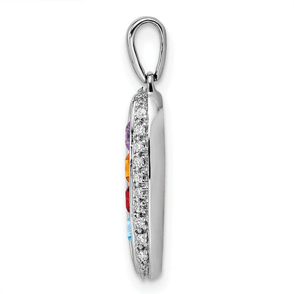 14k White Gold 14K White Gold Family Jewelry Diamond Semi-Set Pendant