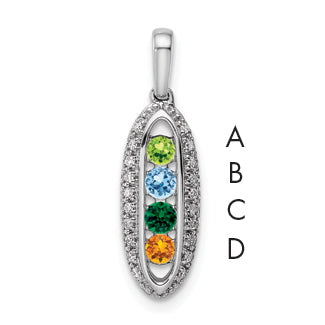 14k White Gold 14K White Gold Family Jewelry Diamond Semi-Set Pendant