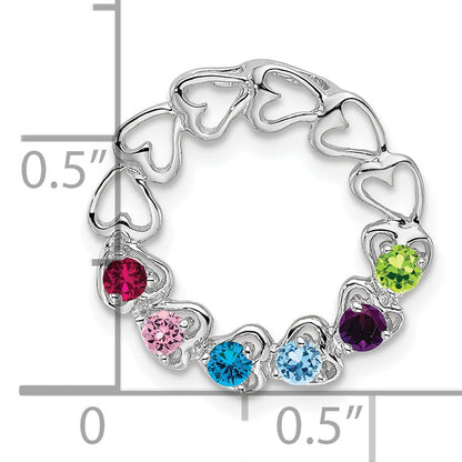 14k White Gold 14k White Gold 6 Genuine Stone Family Pendant