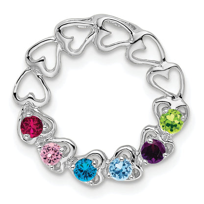 14k White Gold 14k White Gold 6 Genuine Stone Family Pendant