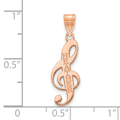 14K Rose Gold Personalized Music Note Pendant