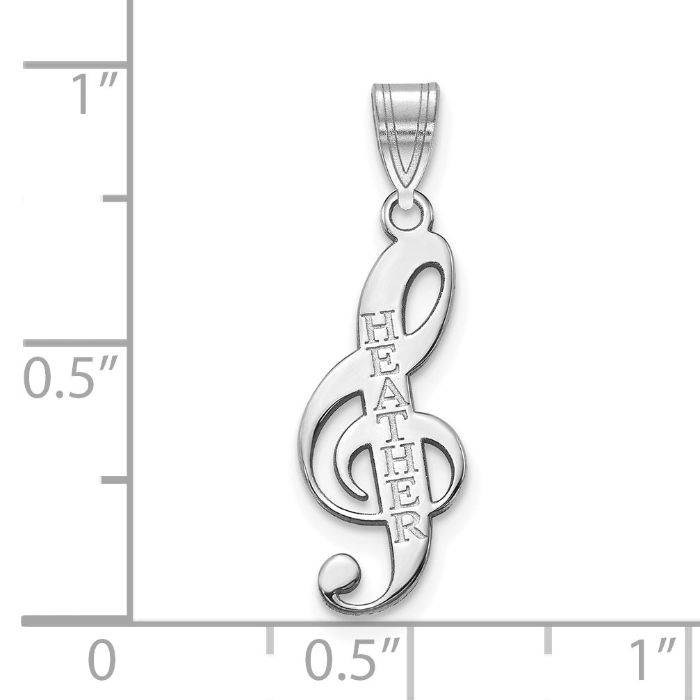 14K White Gold Personalized Music Note Pendant