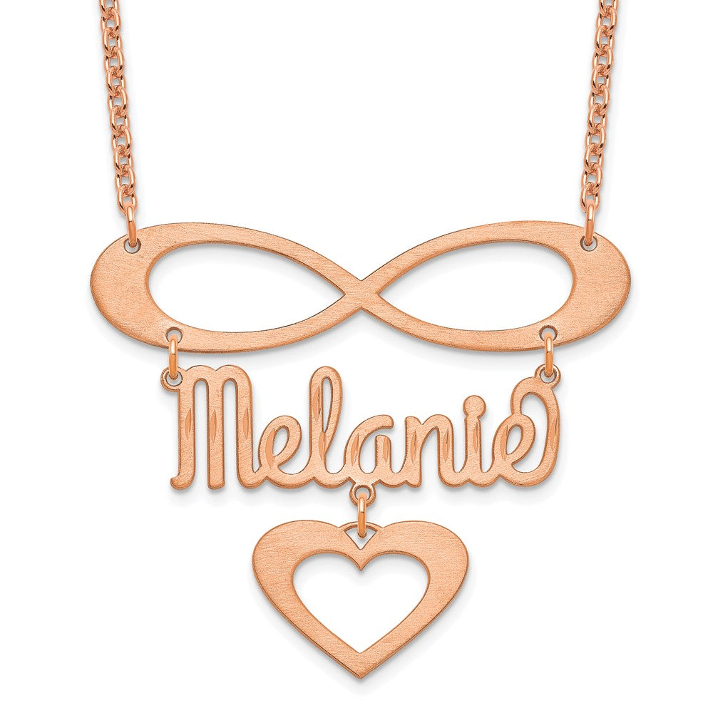 Rose Plated Brushed Infinity/Heart And Name Necklace