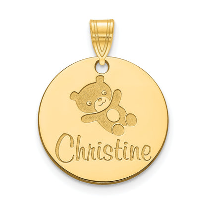 14K Yellow Gold Small Customized Round Pendant