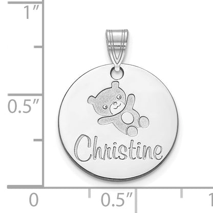 14K White Gold Small Customized Round Pendant