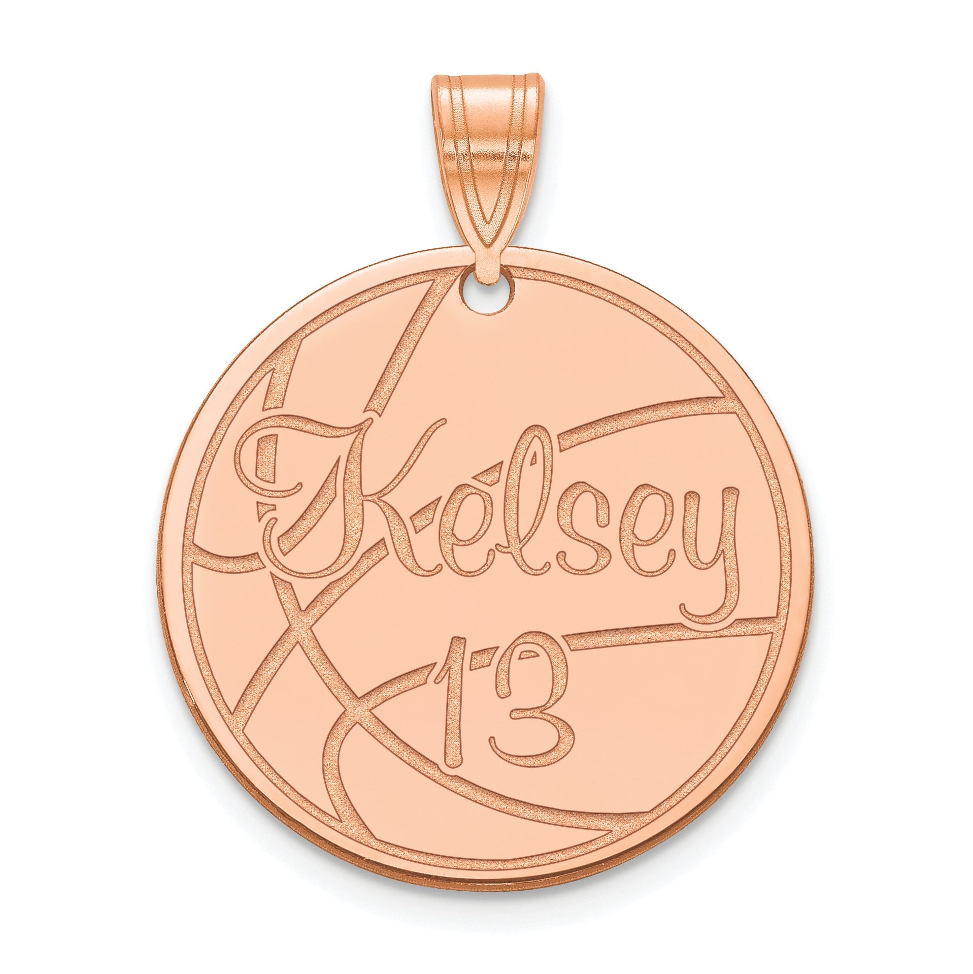 14K Rose Gold Medium Customized Round Pendant