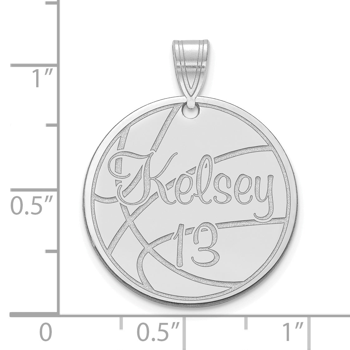 14K White Gold Medium Customized Round Pendant