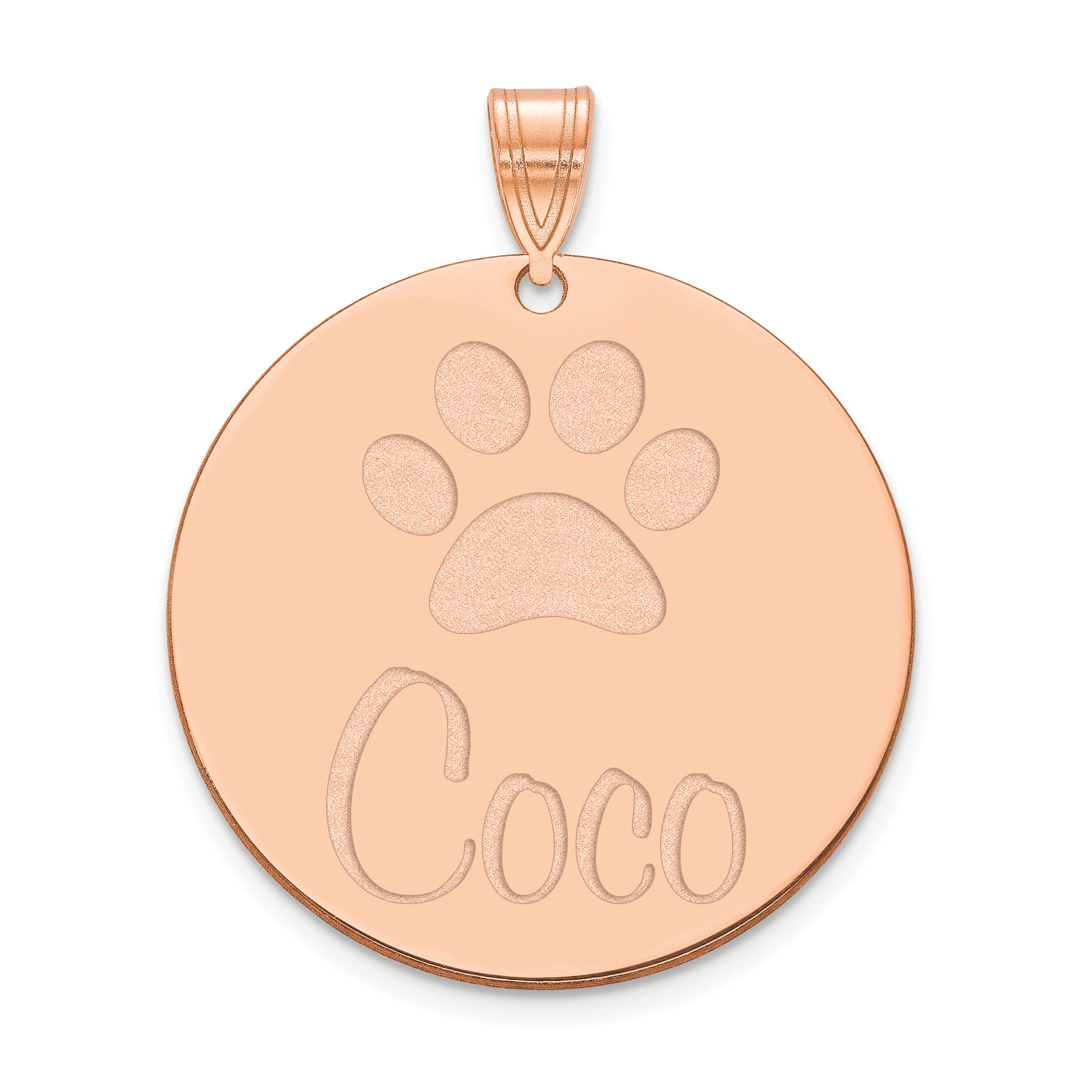 Rose Plated Sterling Silver/Rose Large Customized Circle Pendant