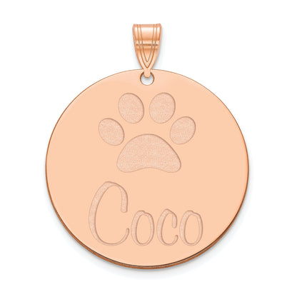 Rose Plated Sterling Silver/Rose Large Customized Circle Pendant