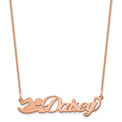 14K Rose Gold Small Customized Name Plate Necklace