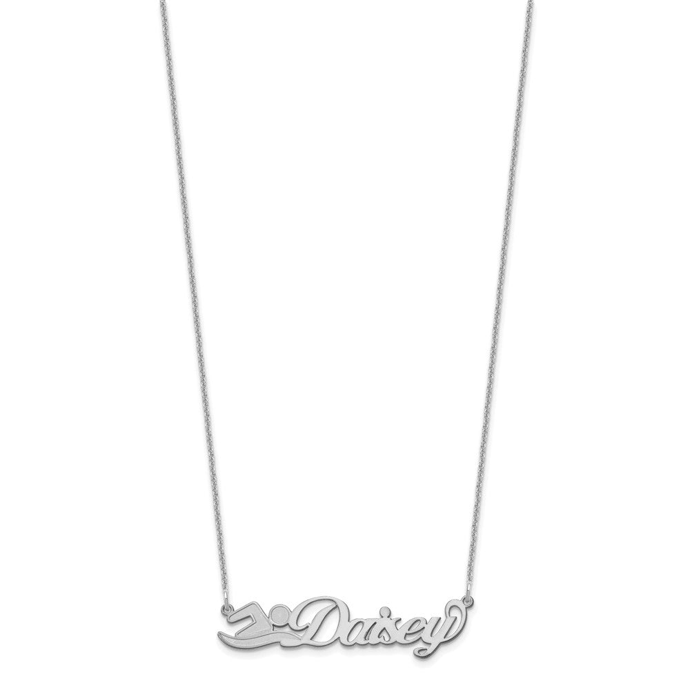14K White Gold Small Customized Name Plate Necklace