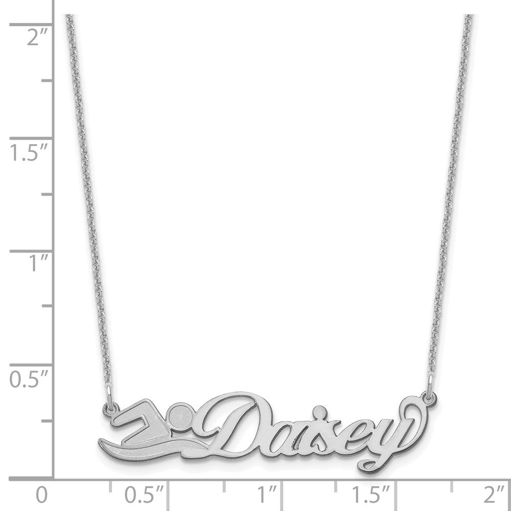 14K White Gold Small Customized Name Plate Necklace