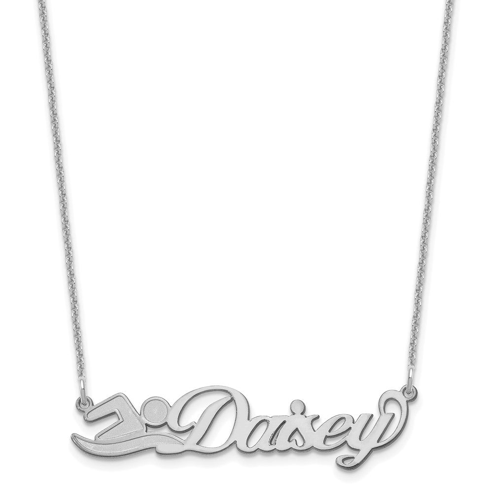 14K White Gold Small Customized Name Plate Necklace