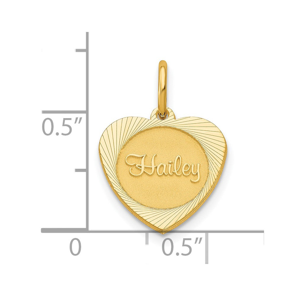 14K Yellow Gold Small Heart Disc Name Charm