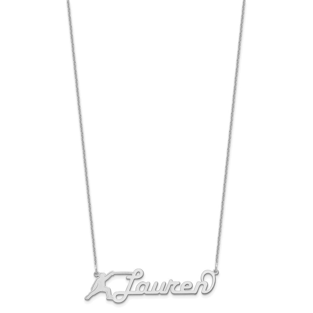 14K White Gold Medium Customized Name Plate Necklace