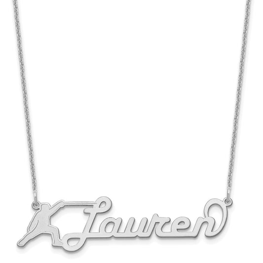 14K White Gold Medium Customized Name Plate Necklace