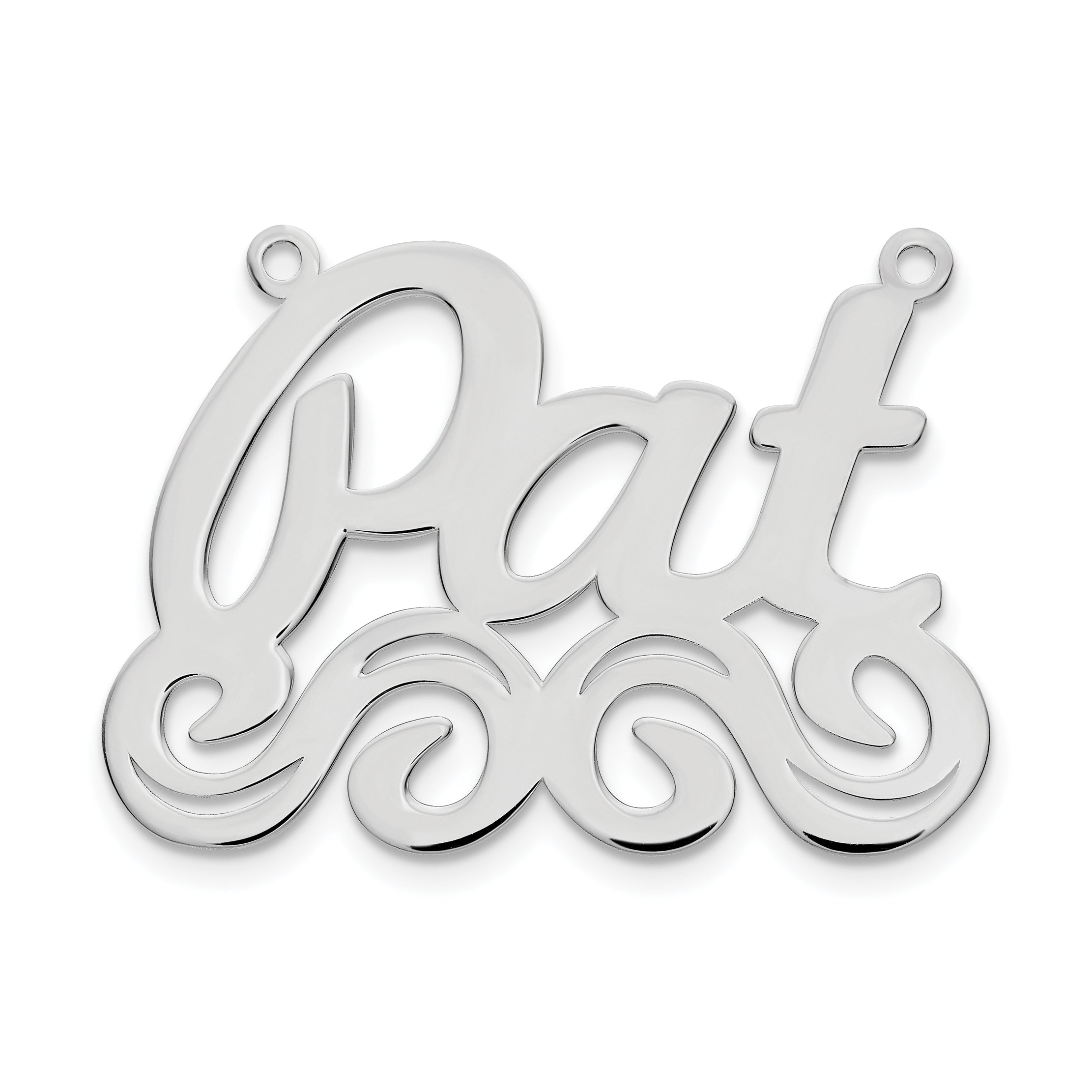 Sterling Silver Silver/Rhodium Plated Large Polished Name Plate