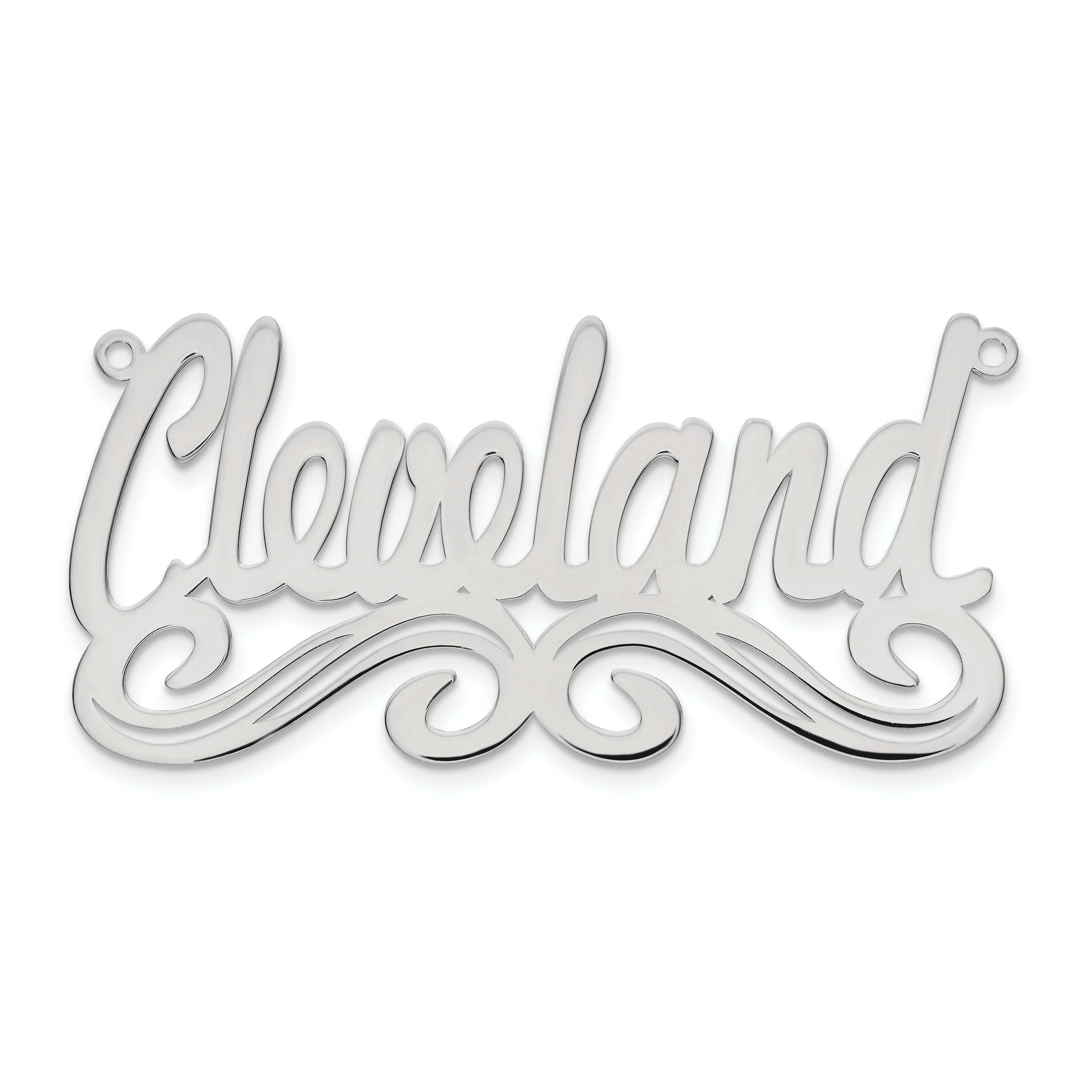 Sterling Silver Silver/Rhodium Plated Large Polished Name Plate