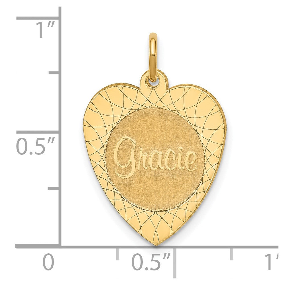 14K Yellow Gold Heart Disc Name Charm